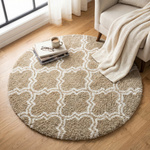 Dywan okrągły do salonu shaggy DECOR antypoślizgowy miękki puszysty 140x140 Khaki Lantern