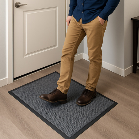 Wycieraczka pod drzwi do butów wejściowa mata gumowa 60x90 gruba XL, ciemnoszara
