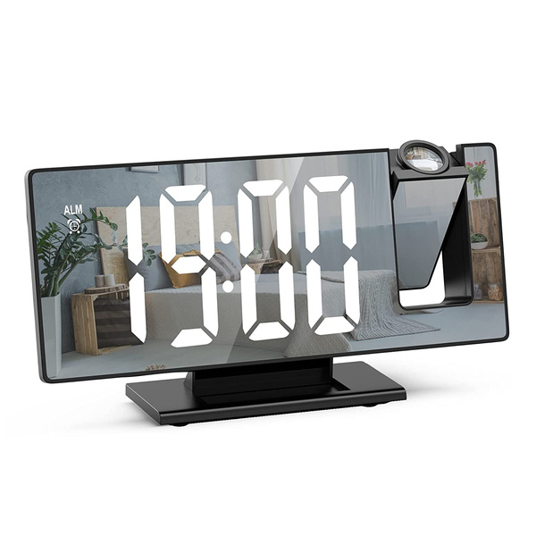 ELECTRONIC LED digital clock with projector alarm clock thermometer mirror 4in1