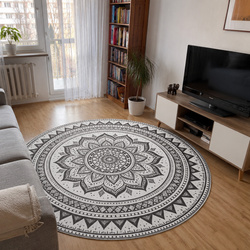 Dywan okrągły Mandala do salonu 100x100 orientalny NOVO antypoślizgowy