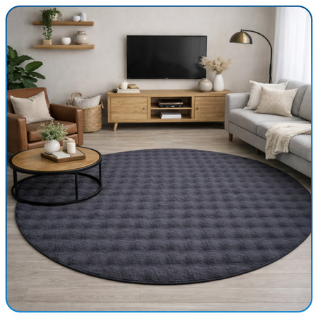 Dywan okrągły Rabbit Bubble 120 cm - miękki puszysty dywan do salonu i sypialni - szary