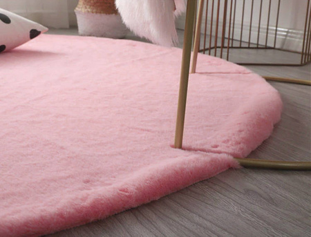 Dywan Okrągły Rabbit futro królika antypoślizgowy puszysty 110x110, różowy