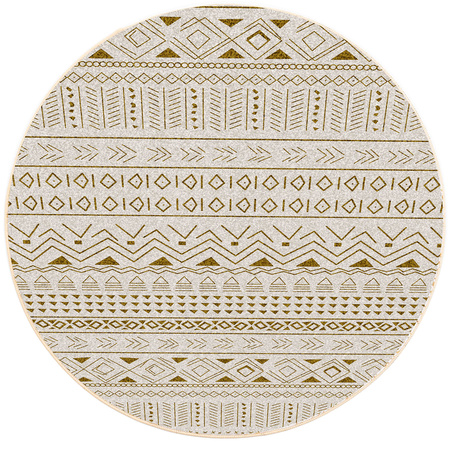 Dywan okrągły NOVO Strado nowoczesny beżowy orientalny wzór do salonu Sahara 100x100 cm