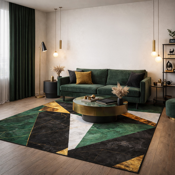 NOVO Strado modern carpet for living room marble pattern velvet Green Marble 140x200 cm