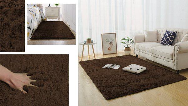 Dywan Shaggy 160x230 cm, ciemny brązowy DarkCoffee - miękki, puszysty do salonu i sypialni