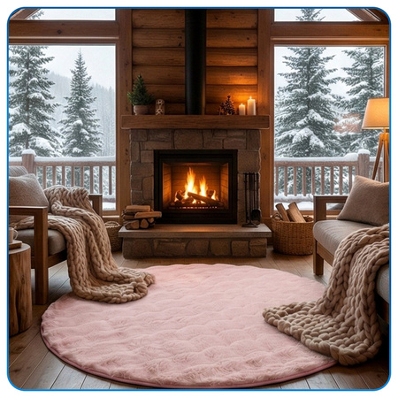 Dywan okrągły Rabbit Bubble 120 cm - miękki puszysty dywan do salonu i sypialni - różowy