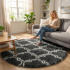 Dywan okrągły do salonu shaggy DECOR antypoślizgowy miękki puszysty 120x120 Grey Lantern