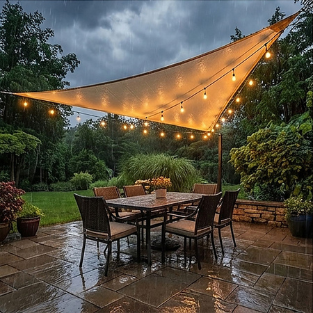 Żagiel przeciwsłoneczny szary trójkątny 3,6m ochrona UV wodoodporny +lina