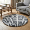 Dywan okrągły do salonu shaggy DECOR antypoślizgowy miękki puszysty 120x120 Black Cube