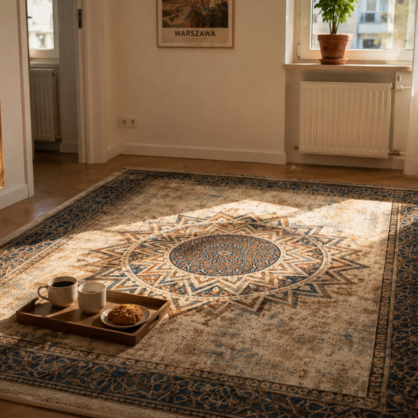 Duży dywan Mandala do salonu 200x300 orientalny NOVO antypoślizgowy miękki