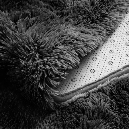 Dywan Okrągły Shaggy Ombre antypoślizgowy nowoczesny salon 90x90, szary