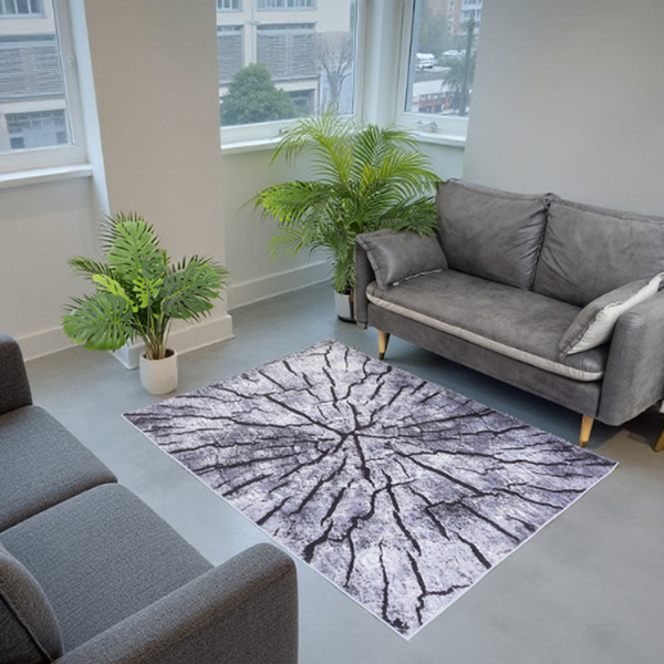 NOVO Strado modern tree trunk carpet for living room delicate gray velvet pattern Gray Trunk 160x200 cm