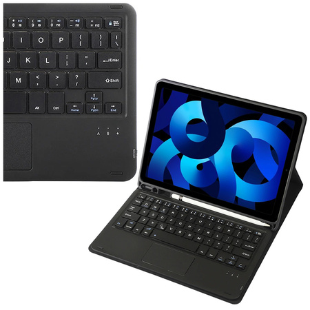 Etui z klawiaturą Bluetooth touchpad do iPad Air 5 (Czarne)