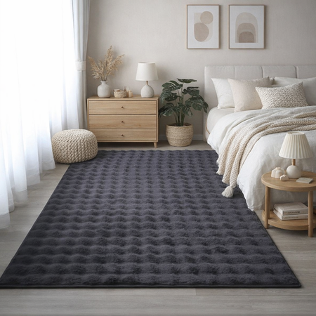 Dywan Rabbit Bubble 120x170 cm - miękki puszysty dywan do salonu i sypialni - szary