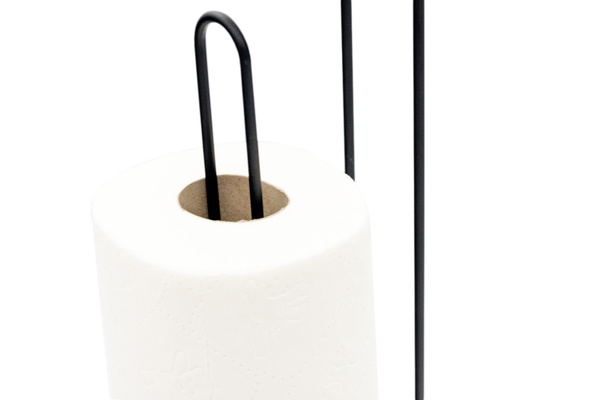 Stojak na papier toaletowy czarny loft nowoczesny uchwyt na 4 rolki 54 cm, czarny