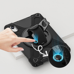 Etui Armor Strap z paskiem do Lenovo Tab M11 10.95, czarne - ochronne z podstawką, dostęp do portów i przycisków