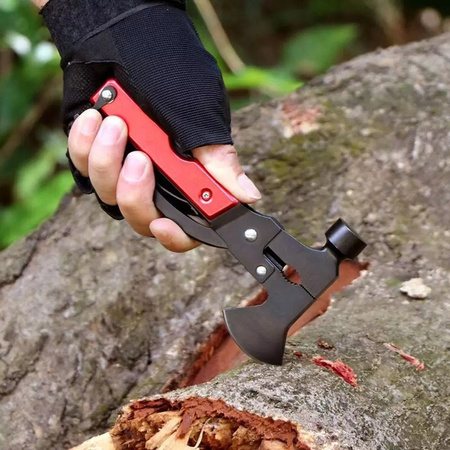 MULTITOOL 17w1 Narzędzie wielofunkcyjne survival składany scyzoryk nóż piła, czerwony