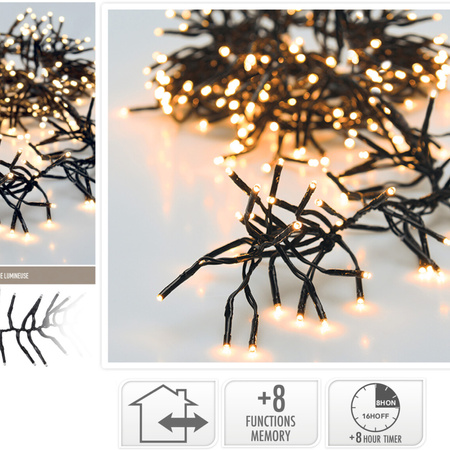 Lampki choinkowe 1512 LED białe ciepłe wewnętrzne zewnętrzne 15m TIMER IP44, białe