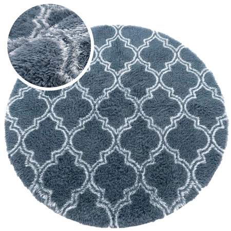 Dywan okrągły do salonu shaggy DECOR antypoślizgowy miękki puszysty 120x120 Silver Lantern