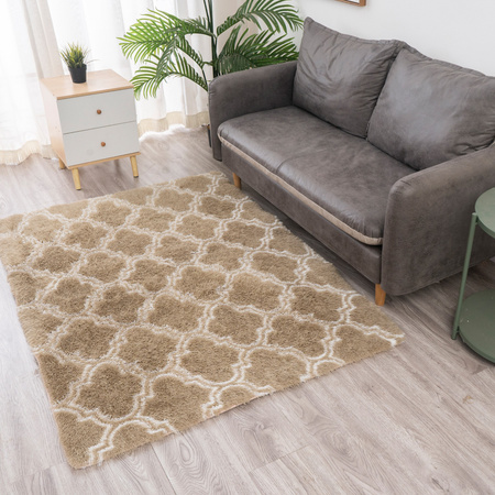 Dywan do salonu shaggy DECOR antypoślizgowy miękki puszysty modny 160x220, khaki