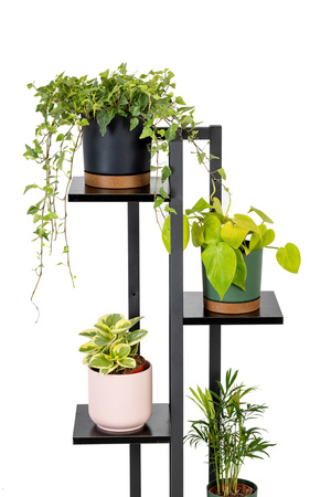 Kwietnik stojący metalowy stojak na kwiaty rośliny na 6 donic TOWER 112,5cm, czarny