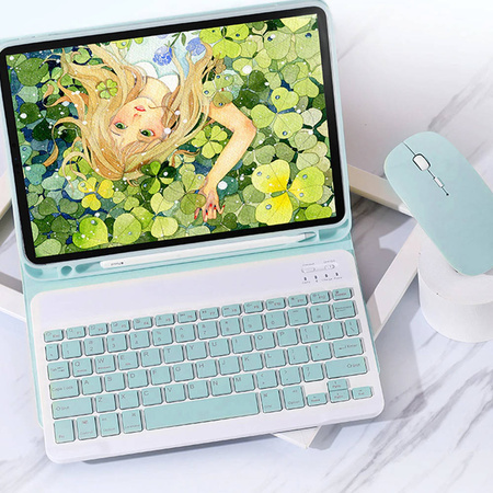 Etui z klawiaturą Bluetooth i uchwytem na rysik do Apple iPad 7/ 8/ 9 10.2 2019/20/21 (Niebieskie)