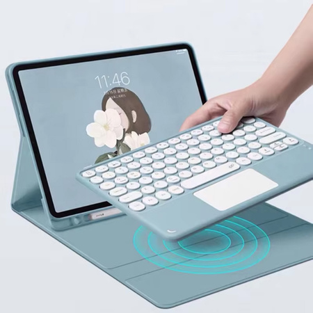 Etui z klawiaturą Bluetooth touchpad do iPad Air 11 Gen6 (Niebieskie)