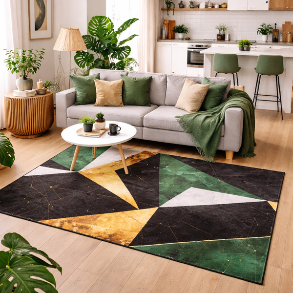 Dywan Novo 140x200 cm - Zielony Marmur - miękki do salonu i sypialni