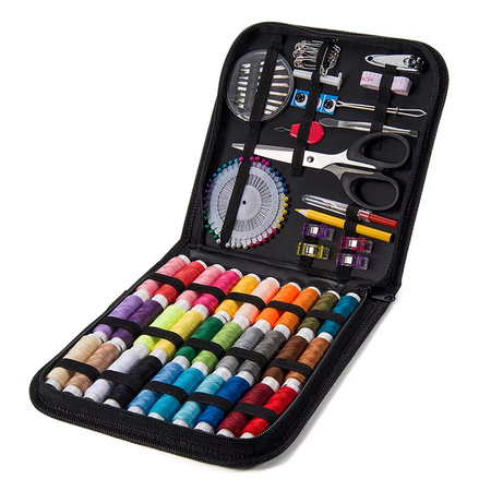 Duży Zestaw do szycia przybornik krawiecki nici igły nożyczki centymetr