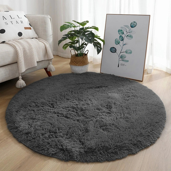 Shaggy Strado 200x200 GreyNight round carpet (Dark Gray)