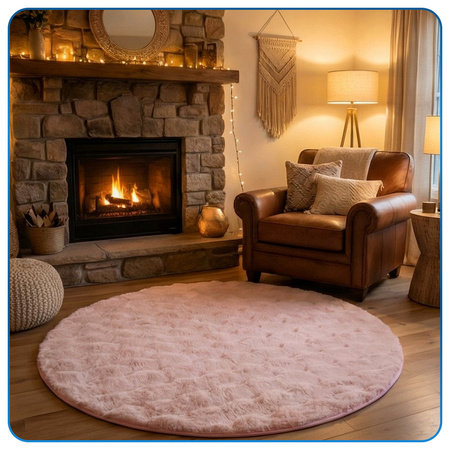 Dywan okrągły Rabbit Bubble 120 cm - miękki puszysty dywan do salonu i sypialni - różowy