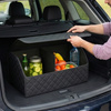 Składany DUŻY organizer do bagażnika auta pikowany kuferek pojemnik torba, czarny