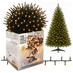 Lampki choinkowe 320 LED białe ciepłe wewnętrzne zewnętrzne 27m Timer IP44, biały