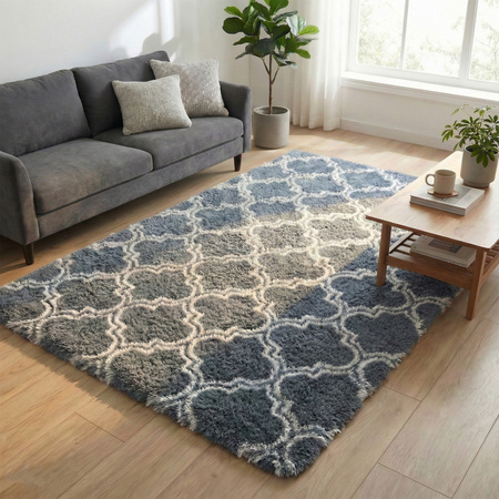 Dywan do salonu shaggy DECOR antypoślizgowy miękki puszysty modny 200x250, srebrny