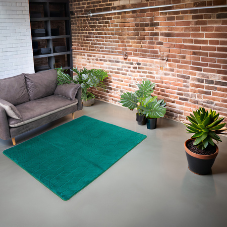 Dywan Rabbit 3D pluszowy miękki jedwabisty futro królika 80x150, zielony