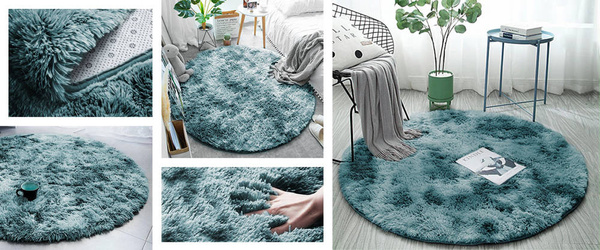 Shaggy Ombre Strado Round Carpet 120x120 OmbreNavy (Dark Blue)