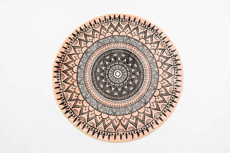 NOVO Strado round rug modern beige torte pattern for living room Aztec 200x200 cm