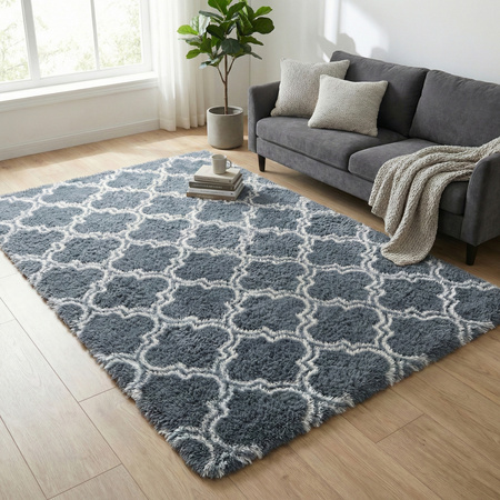 Dywan do salonu shaggy DECOR antypoślizgowy miękki puszysty modny 200x250 Silver Lantern