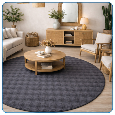 Dywan okrągły Rabbit Bubble 120 cm - miękki puszysty dywan do salonu i sypialni - szary