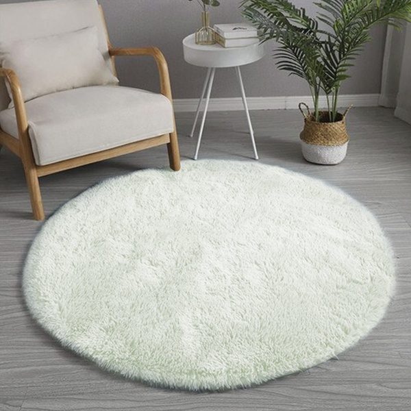 Dywan okrągły Shaggy 150x150 cm, biały - pluszowy, miękki do salonu i sypialni