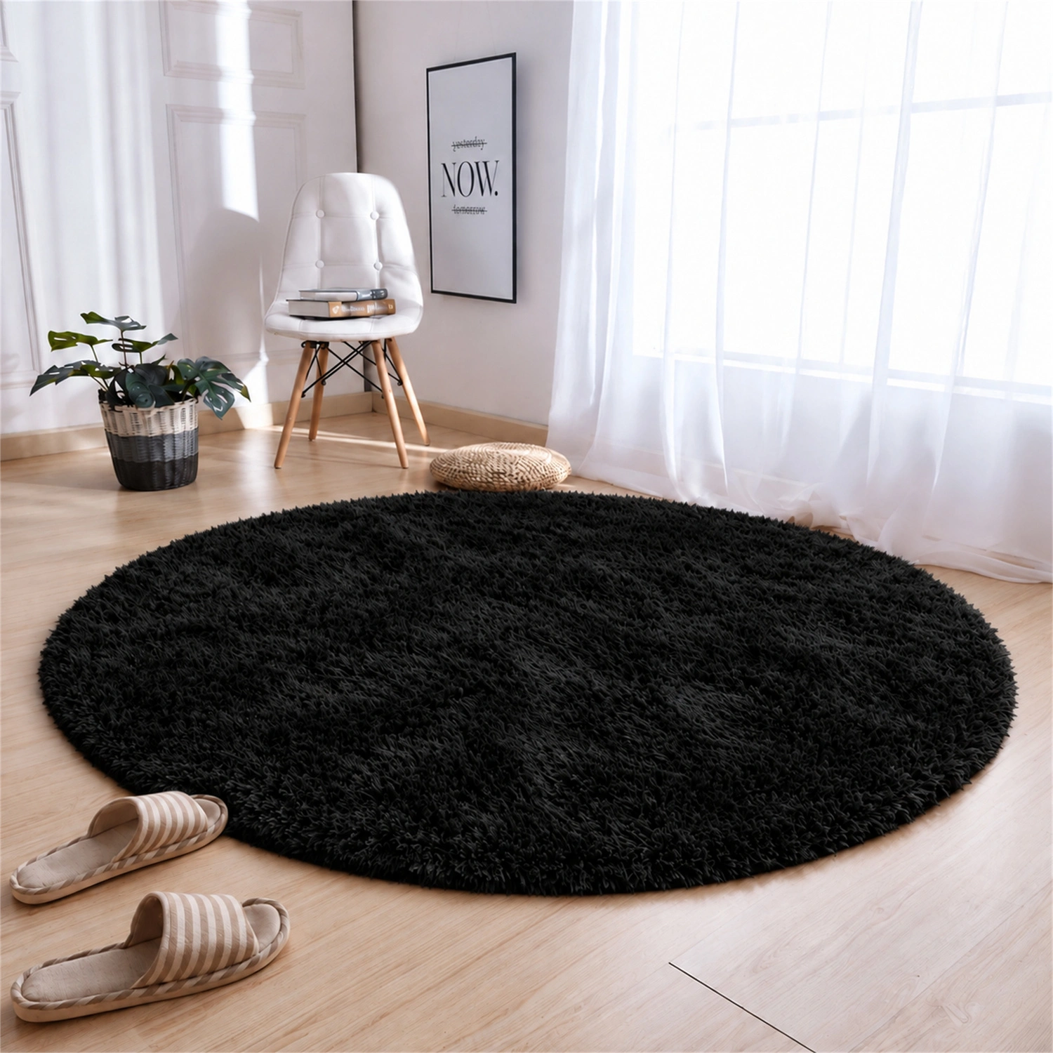 Dywan okrągły Shaggy BlackSky 150 cm — widok główny