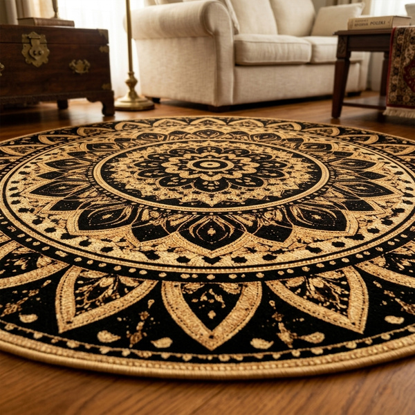 Dywan okrągły Mandala do salonu 120x120 orientalny NOVO antypoślizgowy