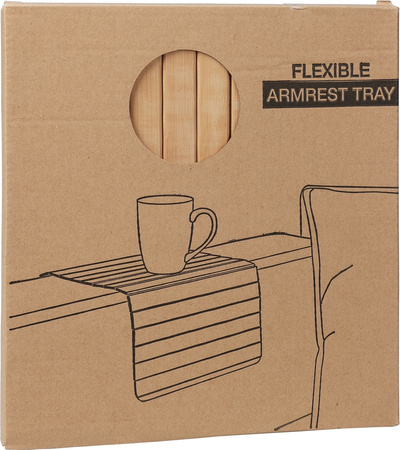 PODŁOKIETNIK na sofę kanapę podkładka nakładka elastyczna taca bambusowa, brązowy