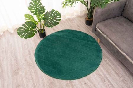 Dywan STRADO okrągły Rabbit 3D pluszowy miękki jak królik 150 BottleGreen