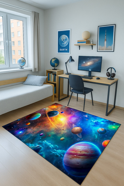 Dywan gamingowy 3D Galaktyka 140x200 cm - nowoczesny wzór 3D do pokoju gracza