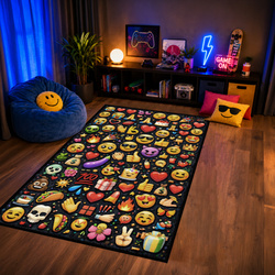 Dywan gamingowy 140x200 dla gracza mata pod fotel antypoślizgowy Emoji 3D
