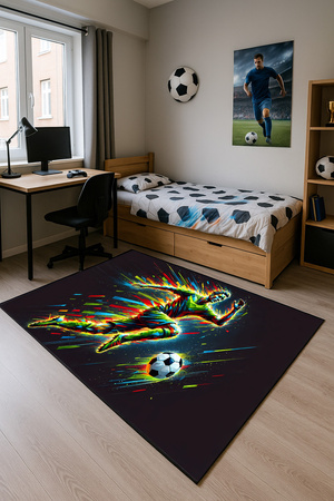 Dywan gamingowy 3D Strado FOOTBALL 100x150 cm nowoczesny z motywem piłkarskim do pokoju gracza