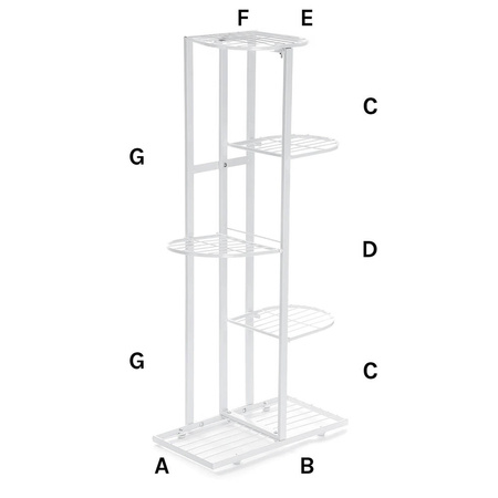 KWIETNIK Metalowy duży stojący stojak na kwiaty rośliny 6 donic 97cm XL, biały
