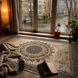 Duży dywan Mandala do salonu 200x300 orientalny NOVO antypoślizgowy miękki
