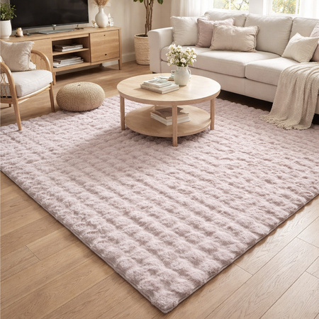 Dywan Rabbit Bubble 120x170 cm - miękki puszysty dywan do salonu i sypialni - różowy